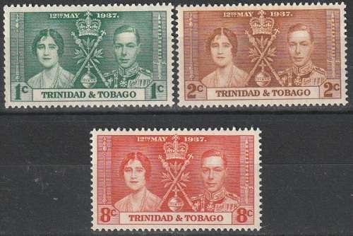 TRINIDAD AND TOBAGO 1937 Coronation of King George VI UMM CV R33 SG 243-45