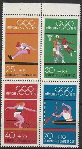 GERMANY 1972 Olympic Games - Munich, Germany UMM CV R231 SG 1629A PANE