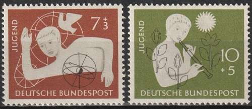 GERMANY 1956 Charity for Youth Hostels UMM CV R264 SG 1158/9