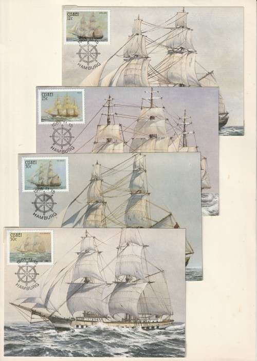 CISKEI 1985 Sailing Ships - Troup Ships POST CARD MAXI CARD SET