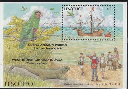 LESOTHO 1987 The 500th Anniversary of Discovery America - Fauna UMM CV R121 SG MS785