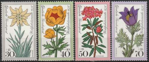 GERMANY 1975 Charity Stamps - Alpine Flowers UMM CV R93.50 SG 1756-59