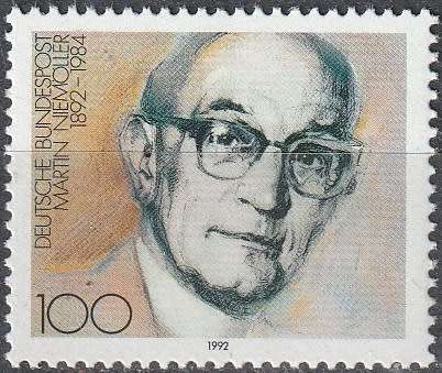 GERMANY 1992 The 100th Anniversary of the Birth of Martin Niemöller, Theologian UMM CV R44 SG 2435