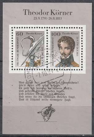 GERMANY 1991 The 200th Anniversary of the Birth of Karl Theodor Körner UNH CV R121 SG MS2412