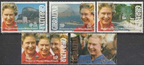 GIBRALTAR 1992 The 40th Anniversary of the Crowning of Queen Elizabeth UMM CV R95.70 SG 673-77