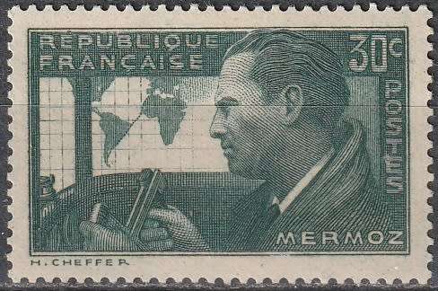 FRANCE 1937 The 1st Anniversary of the Death of Jean Mermoz, 1901-1936 MM CV R13.20 SG 570