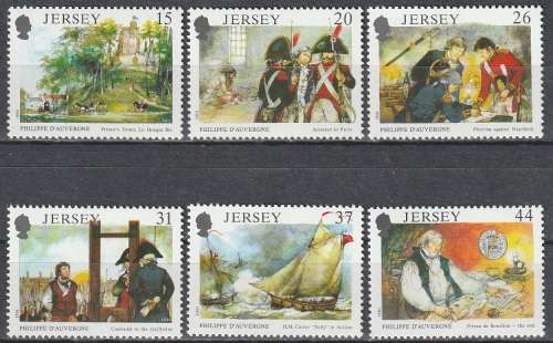 JERSEY 1991 The 175th Anniversary of the Death of Philippe D`Auvergnes, 1754 UMM CV R107 SG 539-44