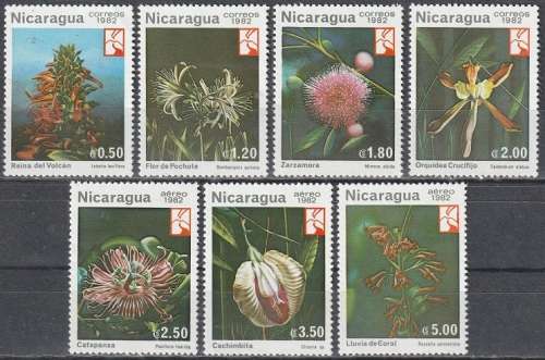 NICARAGUA 1982 Flowers UMM CV R70.40 SG 2415-21 FLOWERS