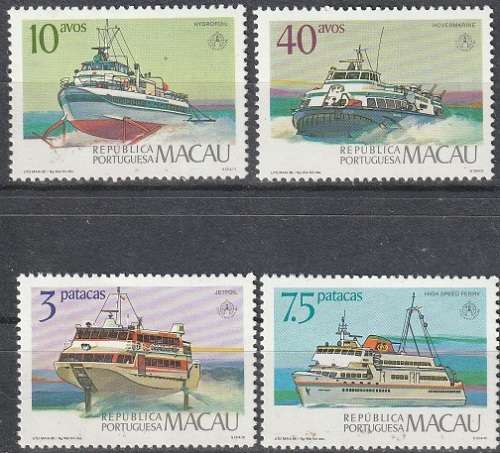 MACAU 1986 International Stamp Exhibition `Stockholmia `86` UMM CV R614.90 SG 630-3 SHIPS