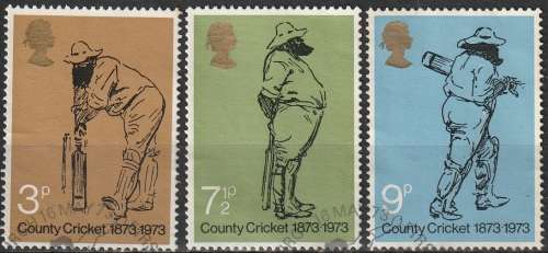 GB 1973 The 100th Anniversary of the British County Cricket UNH CV R16.50 SG 928-30