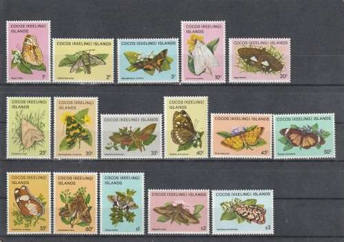 COCOS ISLANDS 1982 Butterflies and Moths UMM CV R357.50 SG 84-99