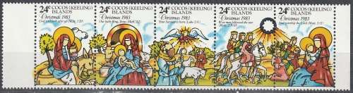 COCOS ISLANDS 1983 Christmas UMM STRIP CV R33 SG 103-7