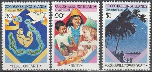COCOS ISLANDS 1987 Christmas UMM CV R69.30 SG 172-4
