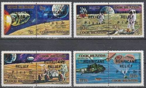 COOK ISLANDS 1972 Apollo Moon Exploration Flights Overprinted `HURRICANE REL UMM CV R26.40 SG 392-99