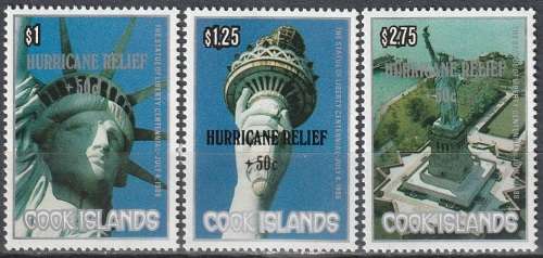 COOK ISLANDS 1987 Stamps of 1986 Overprinted `HURRICANE RELIEF`UMM CV R99 SG 1175-7