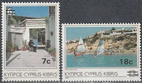 CYPRUS 1986 Tourism Stamps of 1985 Surcharged UMM CV R33 SG 684/5