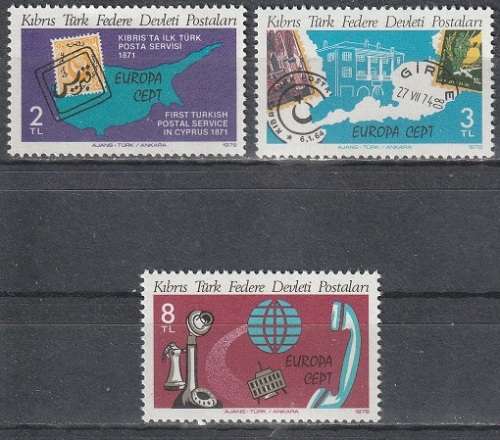 TURKISH CYPRUS 1979 EUROPA Stamps - Post and Telecommunications UMM CV R26.40 SG 79-81