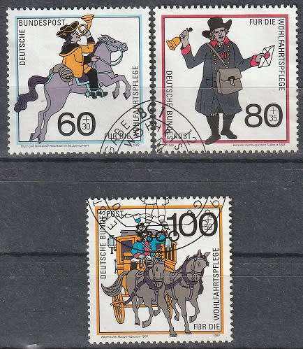 GERMANY 1989 Charity Stamps - Post Delivery in the Last Century UNH CV R181.50 SG 2289-91