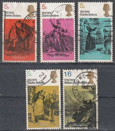 GB 1970 Charles Dickens and William Wordsworth ULH SG 824-8