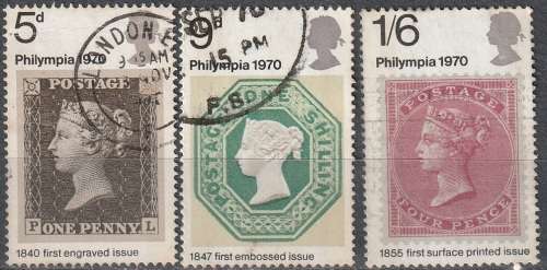 GB 1970 `Philympia` - Stamp Exhibition, London ULH SG 835-7