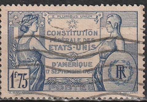 FRANCE 1937 The 150th Anniversary of the United States Constitution SG 589 CV R55 ULH