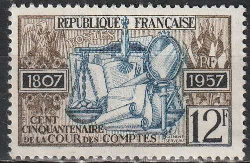 FRANCE 1957 The 150th Anniversary of the Court of Accounts CV R7.70 SG 1336 UMM