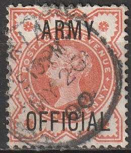 GB 1896 Postage Stamps Overprinted `ARMY OFFICIAL` ULH CV R66 SG  O41