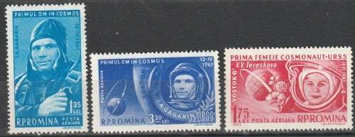 ROMANIA 1961 Yuri Gagarin, 1934-1968 UMM CV R360.80 SG 2838-40