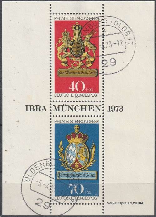 GERMANY 1973 Stamp Exhibition `IBRA Munich 73` ULH CV R126.50 SG 1660