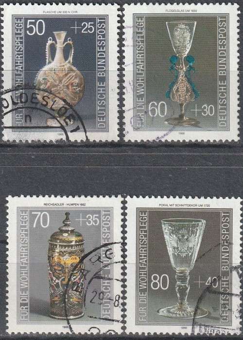 GERMANY 1986 Charity Stamps- Precious Glasses ULH CV R121 SG 2143-6