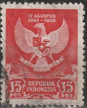 INDONESIA 1950 The 5th Anniversary of Independence ULH CV R9.90 SG 602