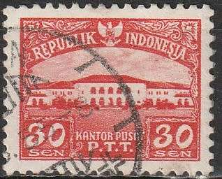 INDONESIA 1953 Bandung Post Office ULH CV R3.30 SG 620