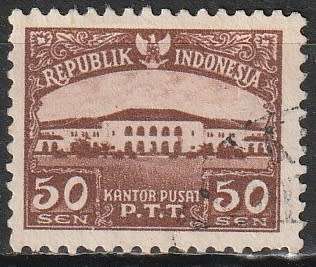 INDONESIA 1953 Bandung Post Office ULH CV R3.30 SG 624