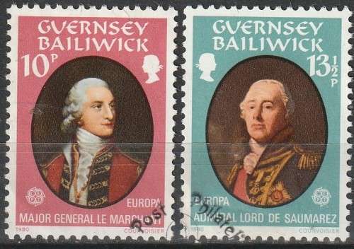 GUERNSEY 1980 EUROPA Stamps - Famous People FINE USED SG 212/3