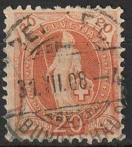 SWITZERLAND 1882 Helvetia ULH SG 214