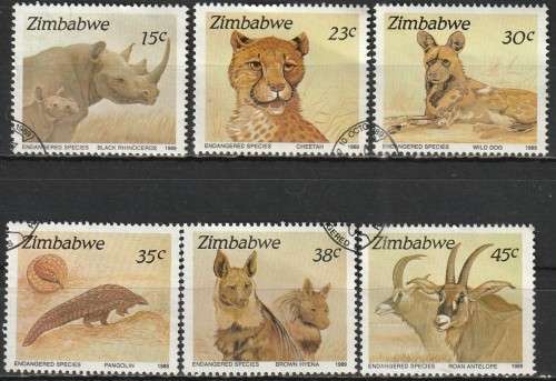 ZIMBABWE 1989 Endangered Species FINE USED SG 762-7
