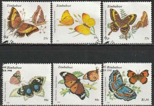 ZIMBABWE 1992 Butterflies FINE USED SG 838-43