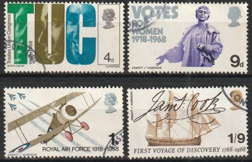 GB 1968 Anniversaries FINE USED SG 767-70