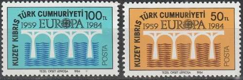 TURKISH CYPRUS 1984 EUROPA Stamps - Bridges - The 25th Anniversary of CEPT FINE MINT SG 148/9