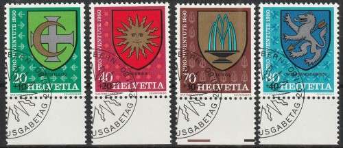 SWITZERLAND 1980 Pro Juventute - Municipal Coat of Arms FINE USED SG J270-3