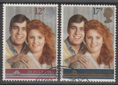 GB 1986 Wedding of Prince Andrew and Sarah Ferguson FINE USED SG 1333/4