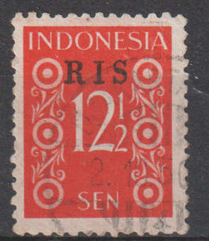 INDONESIA 1950 Numeral Stamps - No. 17-23 Overprinted `RIS`  ULH SG 587