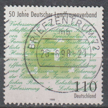 GERMANY 1998 The 50th Anniversary of the German Agriculture Womens Society ULH SG 2848