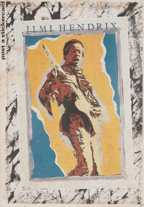 RARE UN USED POST CARD JIMI HENDRIX POST A STICKERCARD