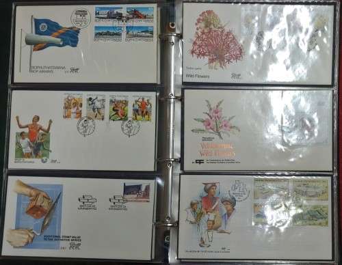 FIRST DAY COVER ALBUM FULL 69 COVERS 11 FIRST DAY SHEETS BOPHUTHATSWANA/CISKEI