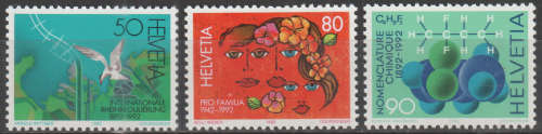 SWITZERLAND 1992 Anniversaries UMM SG 1238-40