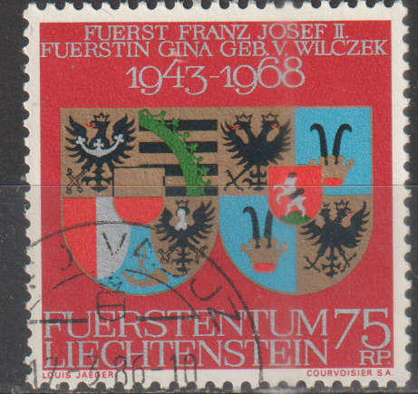 LICHTENSTEIN 1968 The 25th Wedding Anniversary of Prince Franz Joseph and Princess Gina UNH SG 491