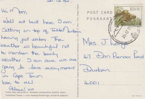 USED POST CARD SA WITH POSTAL HISTORY