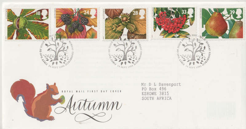 ENGLAND FDC 1993 Autumn Fruits CV R54