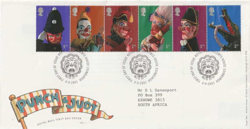 ENGLAND FDC 2001 Puppets - Punch and Judy CV R150